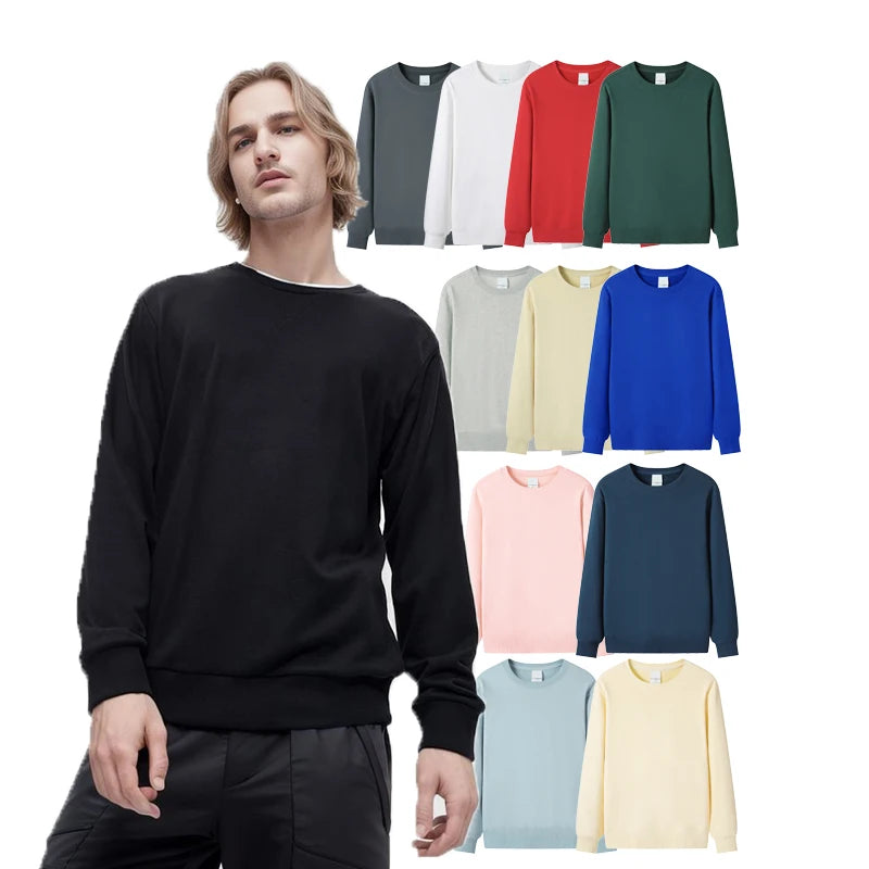 Winter 300Gsm Plain 100% Cotton Crewneck Pullover Blank Mens Sweatshirt Custom Logo Embroidered Stonewashed Unisex