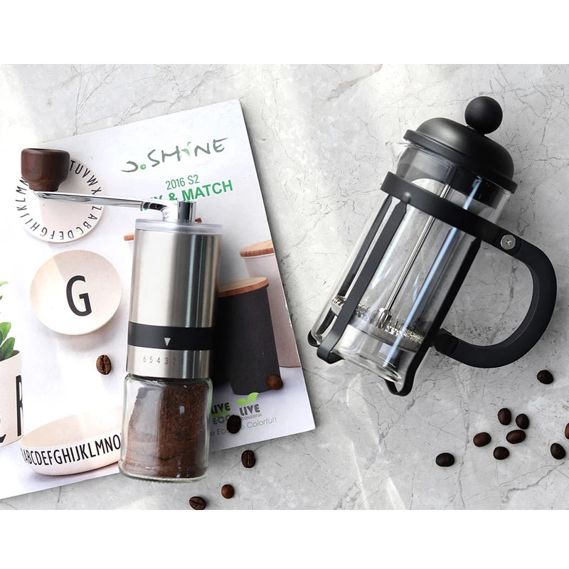 Factory Direct Sale Barista Tools Coffee Accessories Coffee Tea Gift Sets Espresso Manual Coffee Grinder & French Press Set