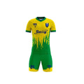 Custom Full Sublimation Yellow and Green  Football Uniform Best Price Set Men Soccer Jersey
