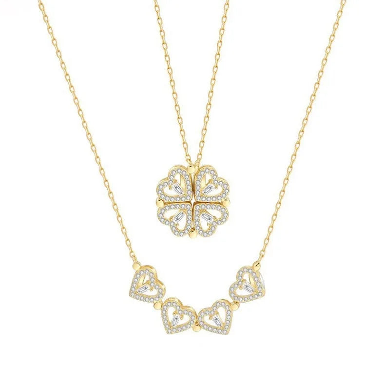 New Arrival Delicate Copper Gold Chain Choker 24K Foldable Two Wears Stainless Steel Necklace Mother Gifts Necklace