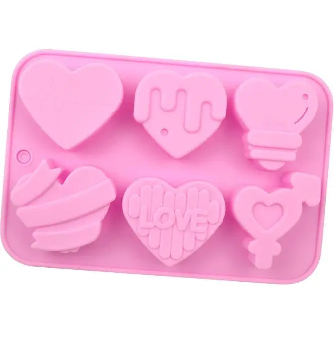HY Heart Love Shape Cupcake Tray DIY Silicone Mold Baking Pan for Soap