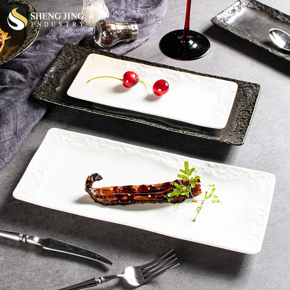 Japanese Restaurant Porcelain Dishes & Plates Sets Dinnerware for Hotel Ceramic Contemporary Beef Strip Plate Bistro Sushi Plato