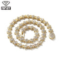 Iced Out 12MM Square Clustered Tennis Chain Necklace Hip Hop Jewelry Rhombus Shape Brass Zircons Necklace