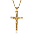 Fashion Stainless Steel 18k Gold Plated Jesus Cross Pendant Necklace Men Necklaces Jewelry