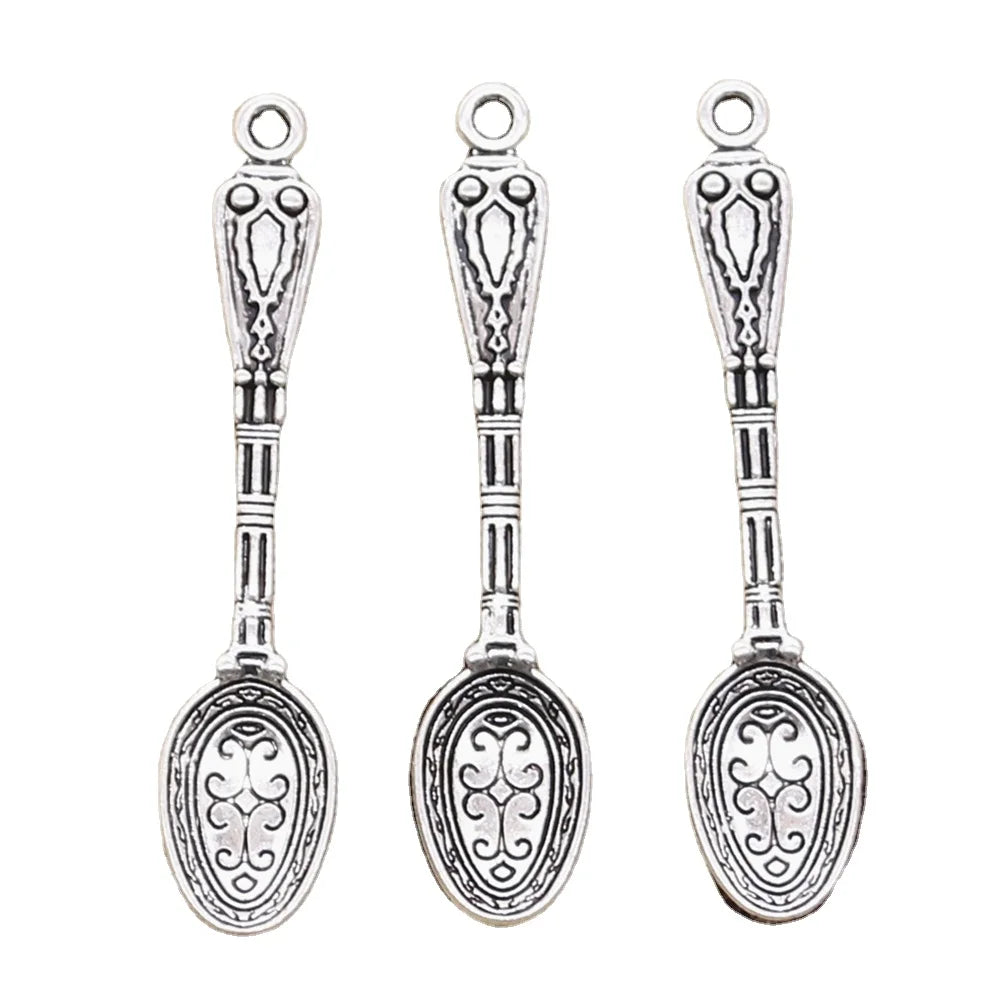 Charms Pattern Spoon 48x10mm Tibetan Silver Color Pendants Antique Jewelry Making DIY Handmade Craft