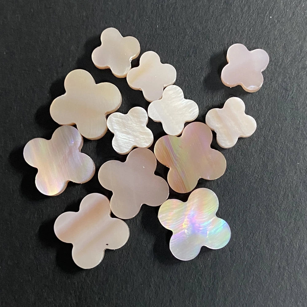 White Pink Gray MOP 8x8mm 10x10mm Pink Mother of Pearl Clover Stone for Necklace Bracelet