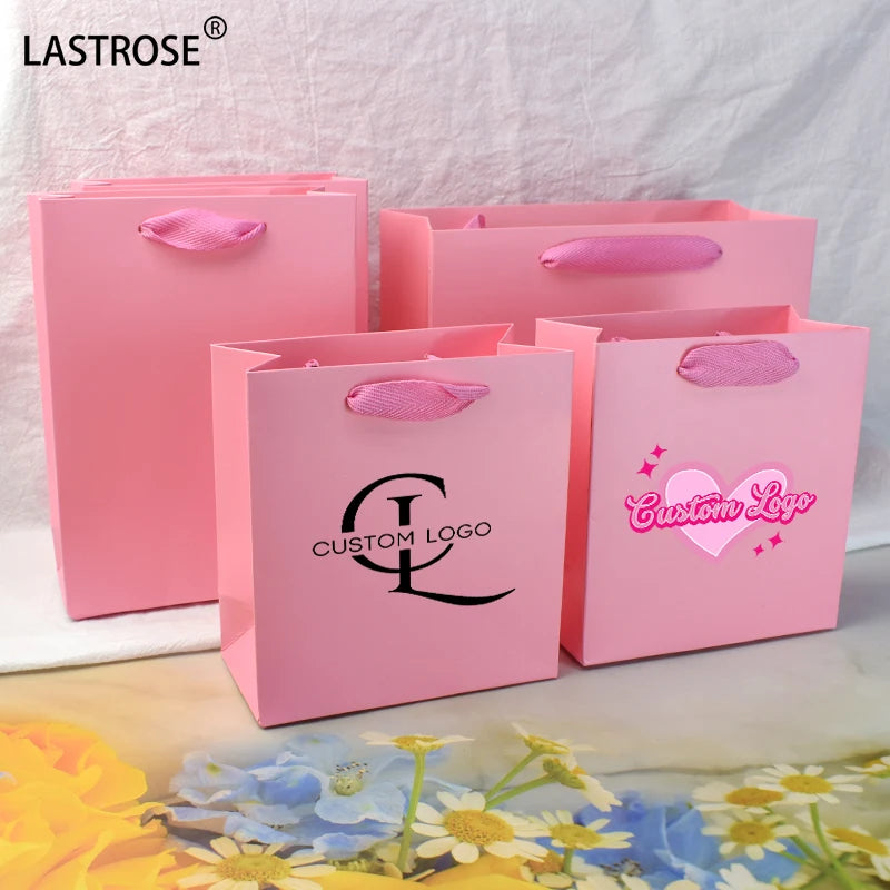 Luxury Mini Small Paper Gift Bag White Black Pink Boutique Shopping Paper Bag With Your Logo for Small Business