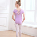 Girls Dance Leotards With Tutu Ruffle Sleeves Ballet Outfits Clothes With Hollow Back for 3-12 Years