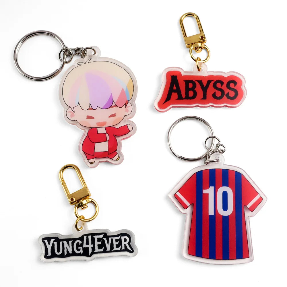 Cheap Charm Custom Printed Epoxy clear Acrylic Letter Football Team Holographic Charms t Shirt Shaped Acrylic Keychain
