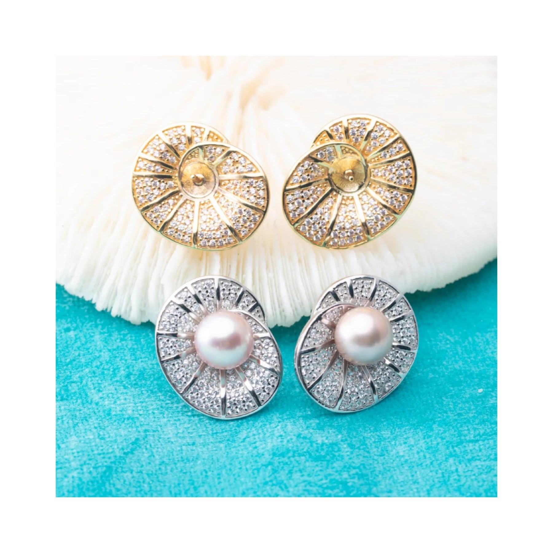 E010835 S925 Pearl Earring 925 Sterling Silver DIY 7-8mm Natural Freshwater Pearl Stud Earring for Women