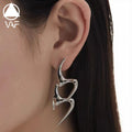 VAF New Design Stainless Steel Piercing Double Scimitar Crescent Hollow Earrings Double Curved Moon Do Not Fade Earrings