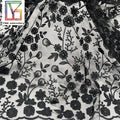 100% Polyester Black Lace Material African Dress Tulle Fabric 3d Floral Embroidered Lace Fabric