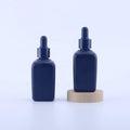 Luxury Cosmetic Packaging 50ml Matte Black Essential Oil Serum Square Glass Dropper Bottles with Pipette