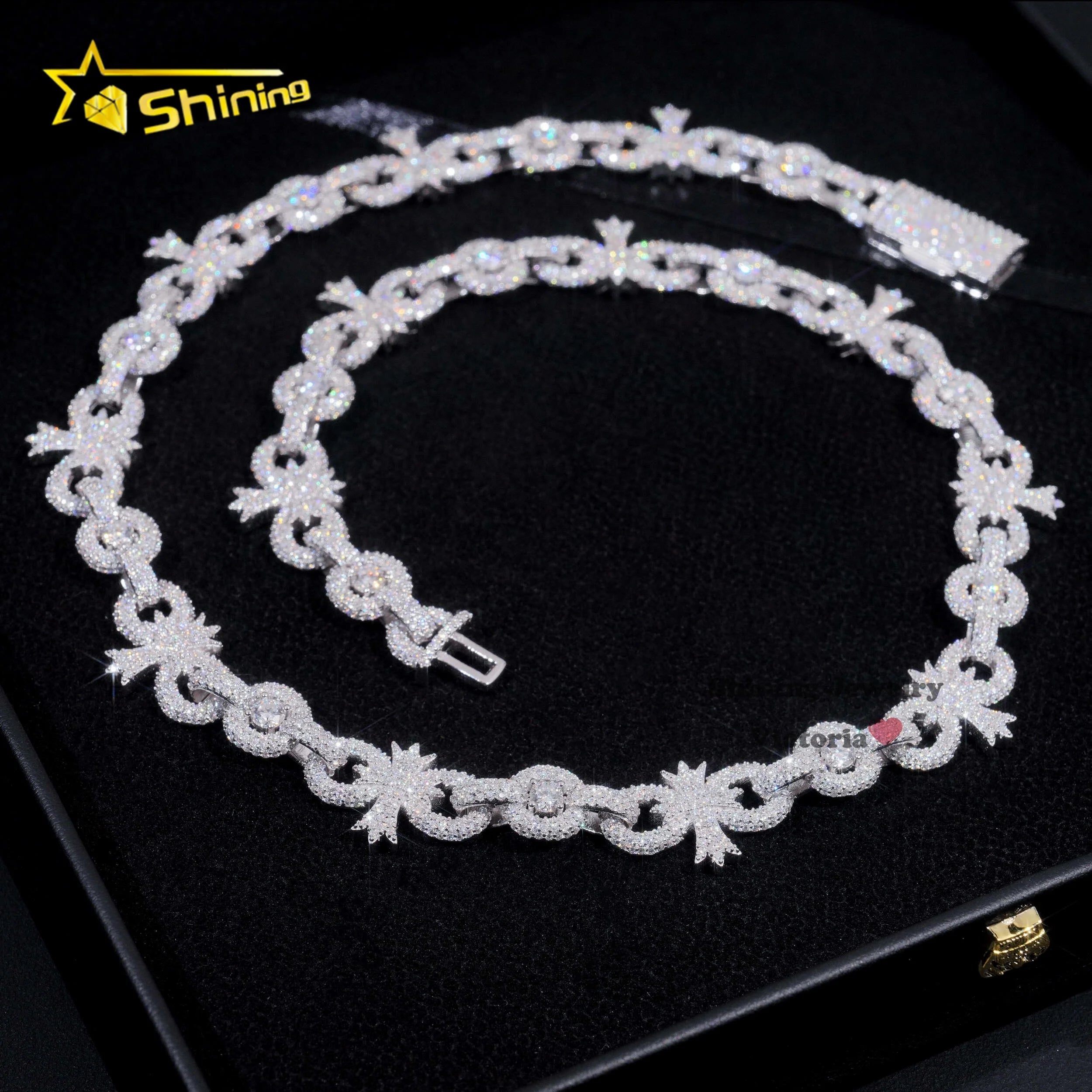 Hip Hop Custom Jewelry Moissanite Necklace 925 Sterling Sliver Diamond Iced Out Cuban Link Chain Bracelet 13MM Inifity Necklace