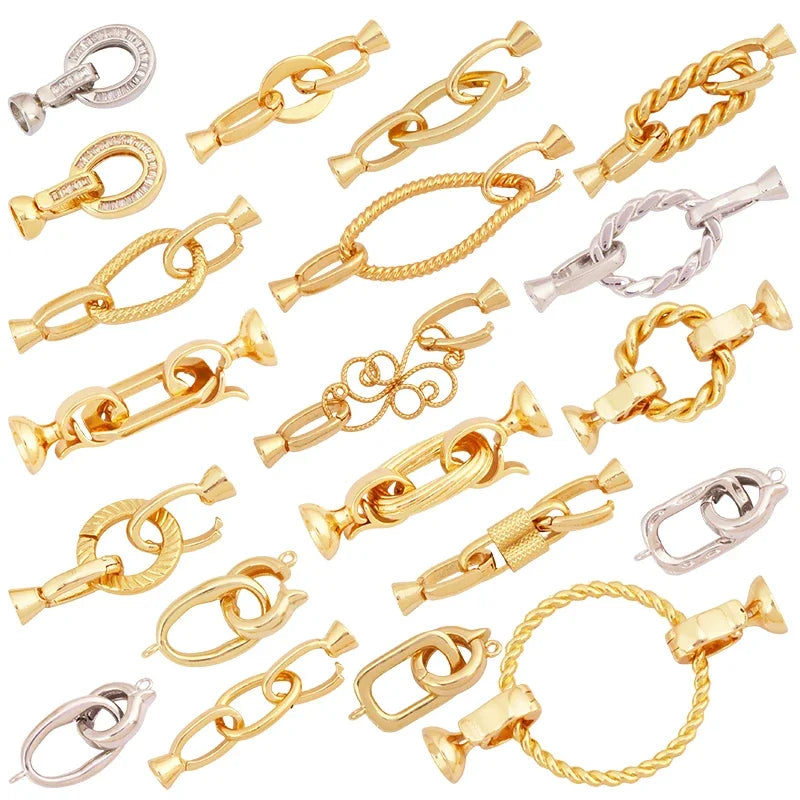 Trendy Clip Lock Links Open and Close Round Donut Jewelry Spring ClaspReal Gold 18K Plated Handmakes Components Supplies S23