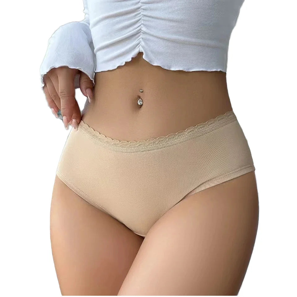 Low-Rise Cotton Ladies Underwear Plus Size Solid Color Briefs Antibacterial Seamless Design ODM Wholesale Factory Thin Everyday