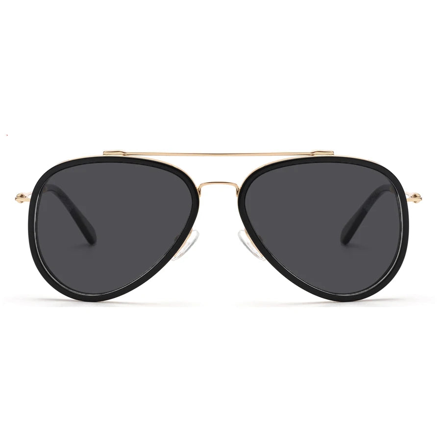 High End European Style Brand Designer Custom Logo Acetate Frame Metal Double Bridge Polarized Sunglasses