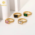 Vintage Jewelry Wedding Stainless Steel Twisted 18K Gold Plated Diamond Cubic Zirconia Ring for Women