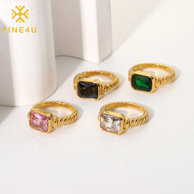 Vintage Jewelry Wedding Stainless Steel Twisted 18K Gold Plated Diamond Cubic Zirconia Ring for Women