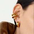 Ilona Women's Trendy 18K Gold Plated Stainless Steel Clip-On Earrings Non-Fading Ear Bone Clip for Piercing for Gift