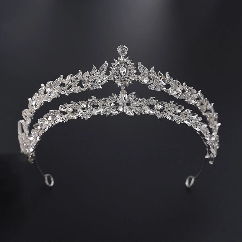 Euro-american Rhinestone Crowns for Queens Sparkling Double Layer Design Pageant Crowns New Design Exquisite Bridal Head Pieces