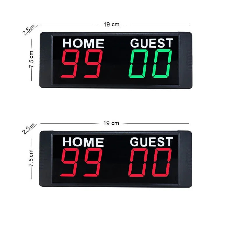 Plug-in Use Lightweight Portable Digital Score Board 1.5 Inch Red Green Digit Display Mini Scoreboard with Remote Control