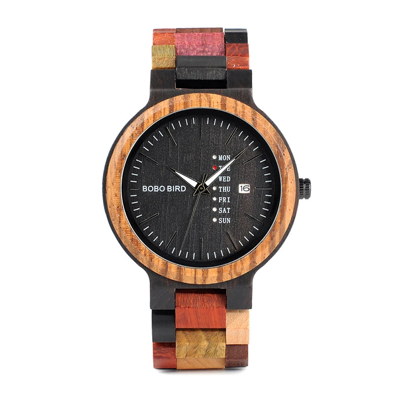 Quickshipment Best Selling Luxury Fashion 100% Natural Wood Wristwatches Colorful Handmade Quartz Movement Sport Watches for Men