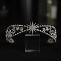 Star Shape Elegant Alloy Rhinestone Hair Band Silver Metal Tiaras De Novia En Zircon Diamond Crown for Wedding Hair Accessories