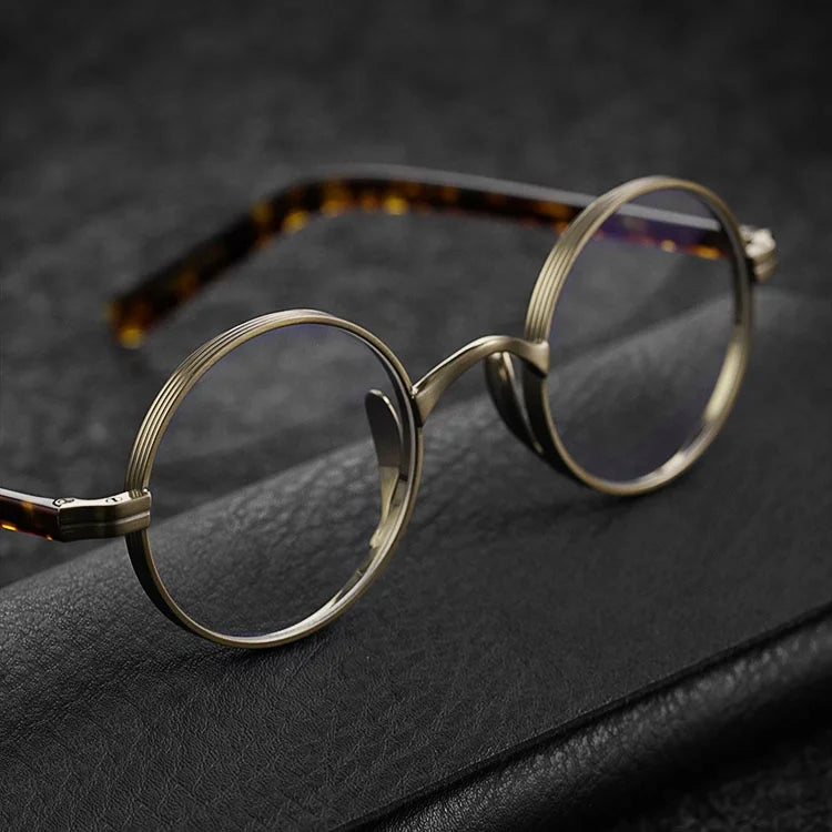 Yvan YV-TO1055 Retro Style Anti-Blue Light Lightweight Full-Frame Prescription Eyeglasses Titanium Metal Optical Frames Solid