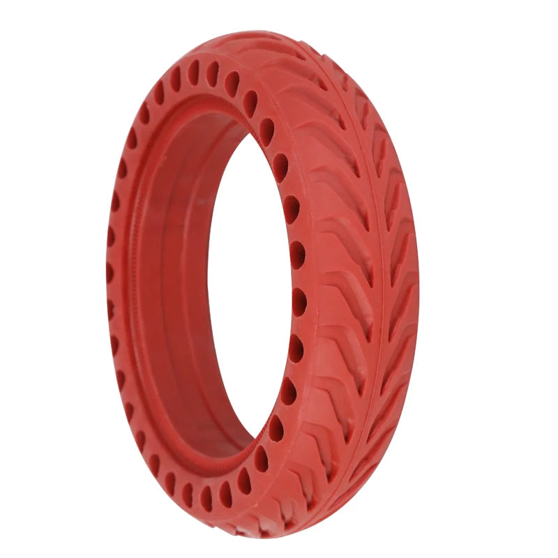 Nedong 8.5x2.0 Solid Airless Tires Honeycomb Shock Absorption Rubber Black/Red Scooter Wheels