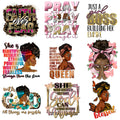 Blessed Queen Colorful Black Girl Afro DTF Heat Transfer Iron on Patches Sticker Heat Transfer Designer Clothes MegaBDM
