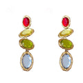 DUYIZHAO Hot Sell Vintage Jewelry Round Oval Geometric Colorful Crystal Waterdrop Long Earrings for Women Daily Wear