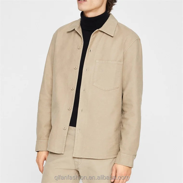 Custom Heavy Twill Canvas Shirt Jacket Moleskin Overshirt for Men