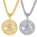 Chain With Dollar Sign Pendant Necklace Hip Hop Rotatable Dollar Necklace Rapper Costume Big Chunky Punk Neckl