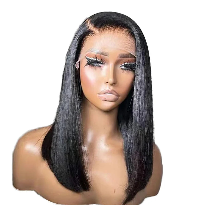 Vietnamese Hair 12 Inches Straight Lace Frontal Wig 13X4 Full Frontal Human Hair Short Double Drawn Hair Straight Bob Wig