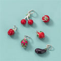 3D Enamel Fruit Pendant S925 Sterling Silver Persimmon Strawberry Cherry Pitaya Charm Pendants for Jewelry Making