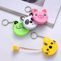 Wholesale 1.5CM Plastic Animal Shape Measure Tapes Tiger Panda Pigs Measuring Tape Mini Cute Animal Measuring Tape with Keychain