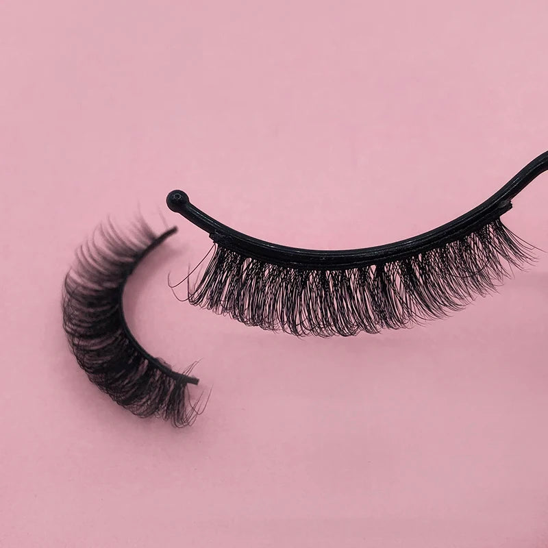 DC19 Tianniu Handmade Reusable Russian Eyelash Extensions Wink Winged Eyelash Strip Lashes Holder Faux Mink Lashes Black Cotton