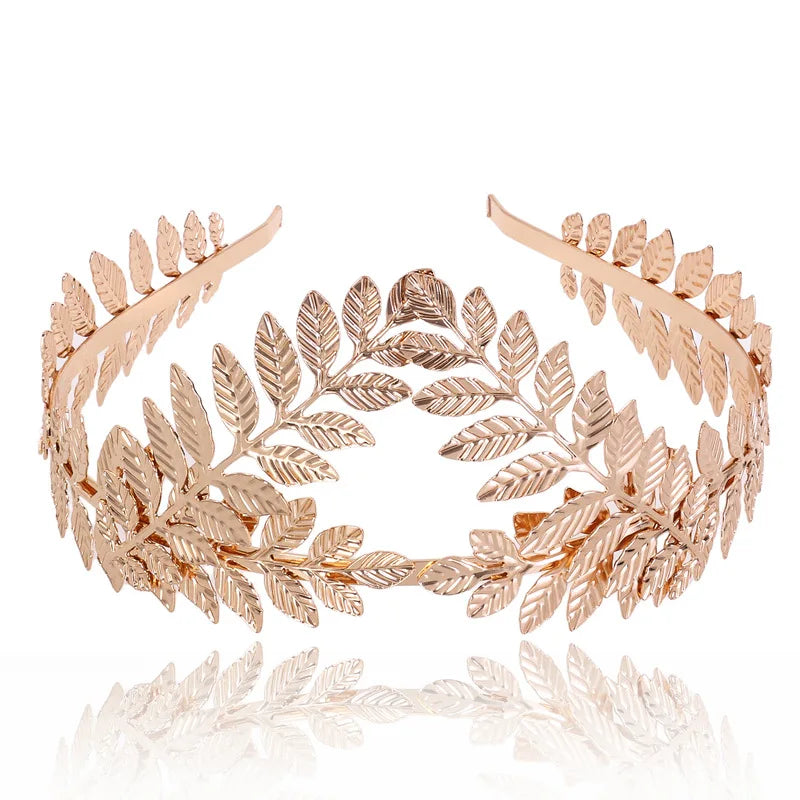 Goddess Gold Leaf HairBand Women Metal Hair Accessories Baroque Cheap Leaf Crown Headbands