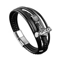 Alin Punk Big Stainless Steel Cross Italian Charms Leather Bracelets for Homme Wholesale