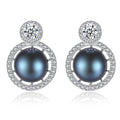 Luxury Minimalist Wedding Micro Pave Zircon 925 Sterling Silver Real Freshwater Pearl Stud Earring
