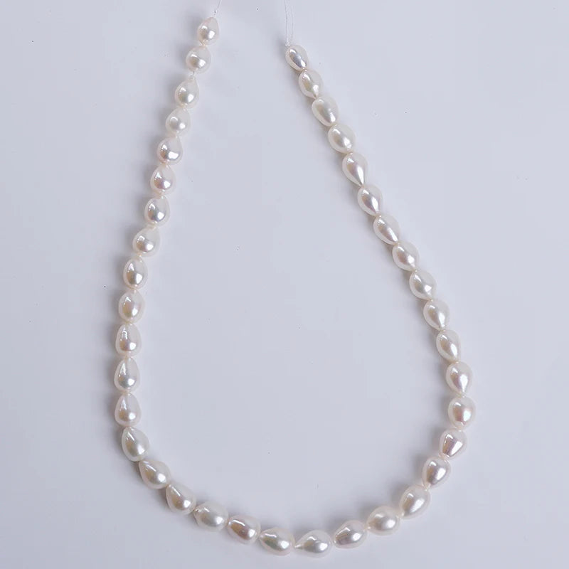 Top Luster Smooth Quality 8-9mm Drop Shape White Rice Freshwater Pearls Strand for Jewelry Wholesale