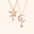 H&F Original 18k Gold Pendant Necklace Set Wholesale Star Moon Shape Cute Rose Natural Diamond Solid Gold Jewelry Women
