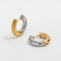 Trendy Earring 18K Gold Plated Gold & Silver Two-tone Simple Huggie Hoop Earrings Stainless Steel Jewelry Wholesale