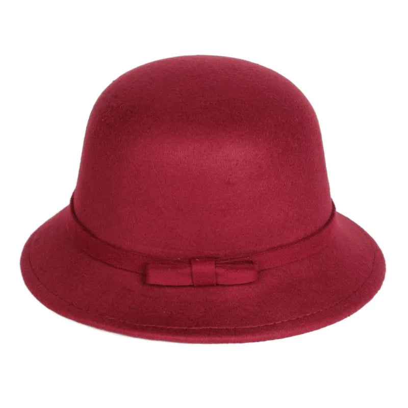 Wholesale England Style Lady Felt Retro Cloche Warm Winter Fedora Bucket Hats for Women