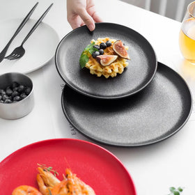 Nordic Eco-Friendly Ceramic Dinnerware Colorful Pasta Dish Steak Plates Red White Matte Black Dishes Bowl for Restaurant Use