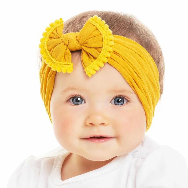 Cute Ruffle Hairband Nylon Bow Baby Headbands Flower Hair Bands Head Wrap for Kids 2pcs Sets