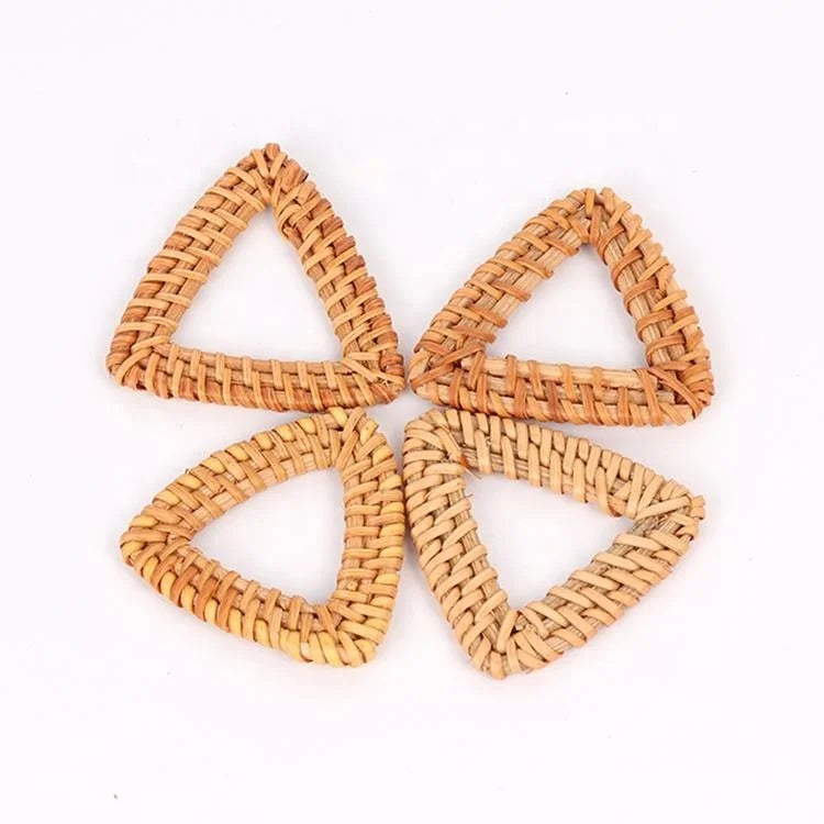 New Arrivals Triangle Shaped Rattan Craft Supply Earring Accessories Diy Making Rattan Triangle Accessories