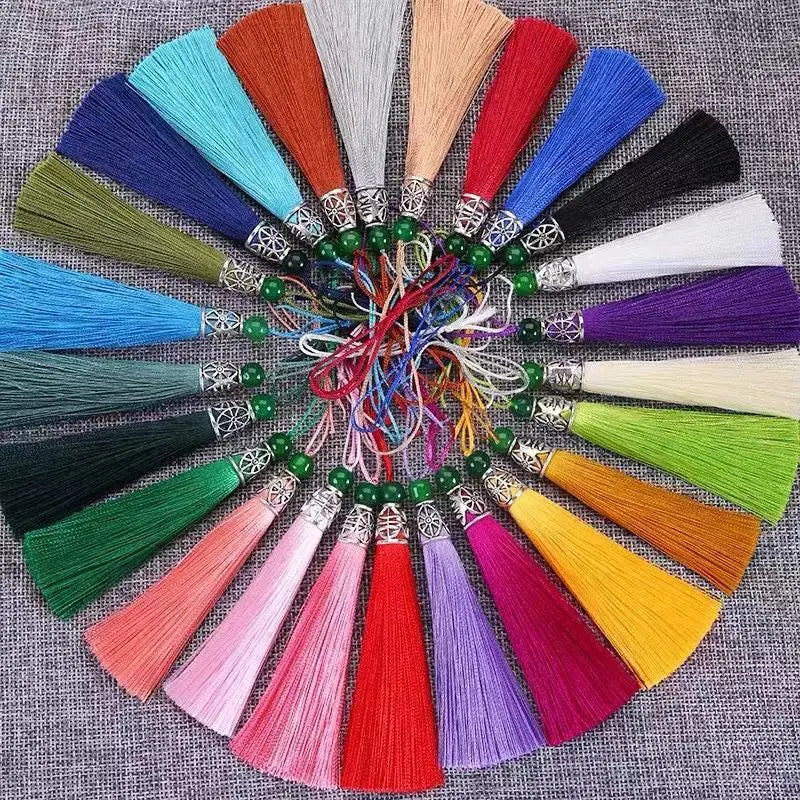 Lucky Nylon Tassel with Jade Colorful Knot Hanging for Fan Box Lanyards with Tassel Fringe