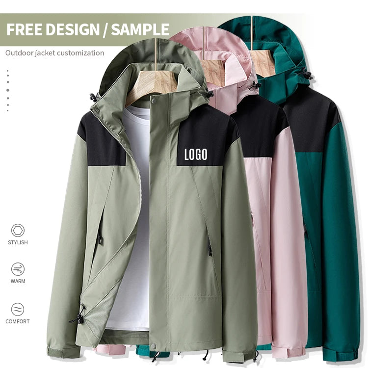 Autumn Winter Outdoor Jackets 100% Polyester Waterproof Men's Jacket Customized logo Hooded Winter Jackets